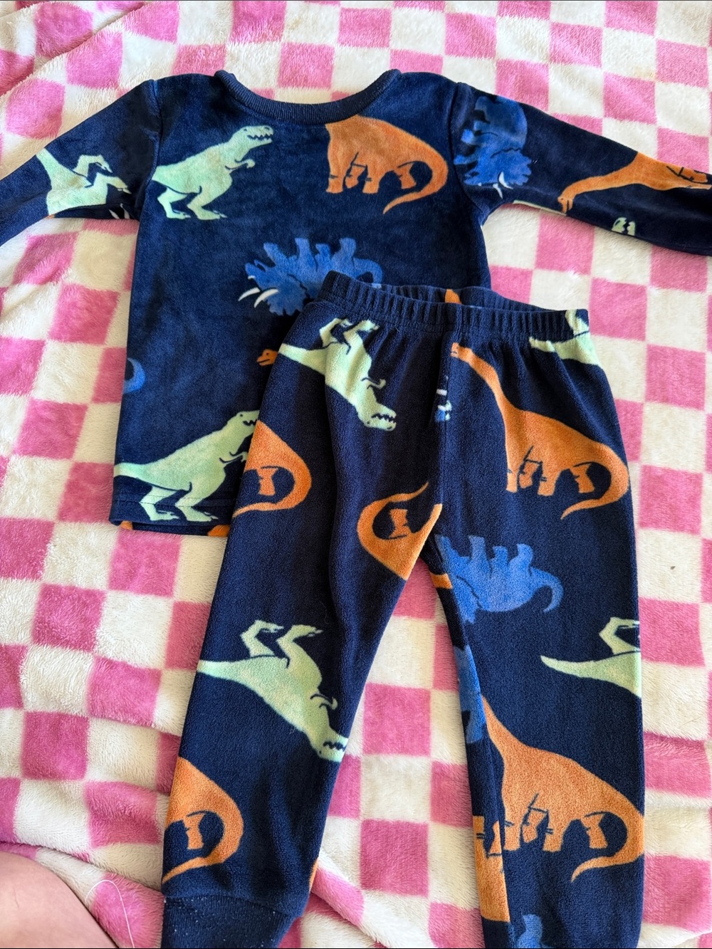 Kids Navy Dinosaur Pajama Set - Blue/Orange/Green